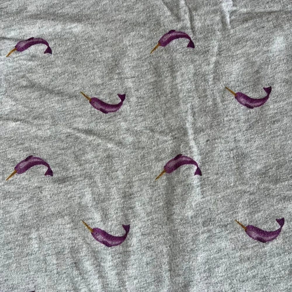 Old Navy Girls T Shirt Top Narwhal Long Sleeve Pullover Gray Purple Medium